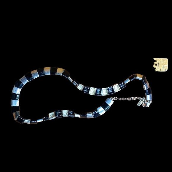 Napier silver black collar necklace with adjustable cuff bracelet silver black - Picture 4 of 13